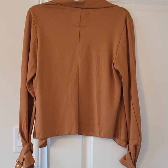 ESLEY Flowy Front opening Camel brown blazer Jacket Size Small NWT - Picture 4 of 6